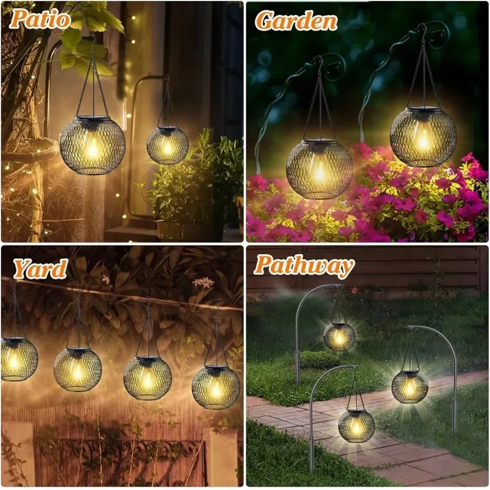 1 Solar Lantern Outdoor Metal Lights Decorative Indoor Hanging Lights Waterproof
